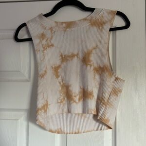 Tie Dye Aerie White and Brown Halter Tank Top | Size L